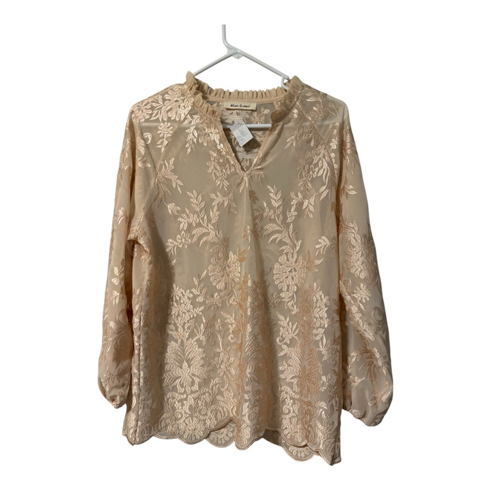 Beige Floral Embroidered Blouse
